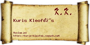 Kuris Kleofás névjegykártya